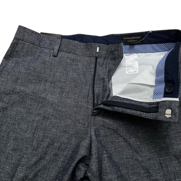 Banana Republic Pants Mens Size 33x32 Tailored Slim Fit Linen Blend Gray NEW - Picture 3 of 5
